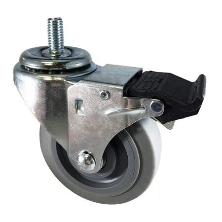 Casterhq 4"x1.25" Gray Thermo Plastic Rubber (Non-Marking) Wheel, 1/2:-13x1" LDTLSTP4X125